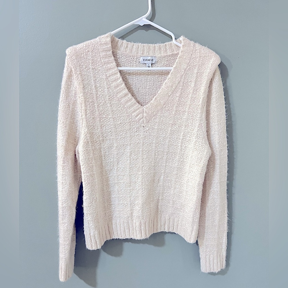Evereve Ashlyn Strong Shoulder Pullover Sweater V-Neck Women's small